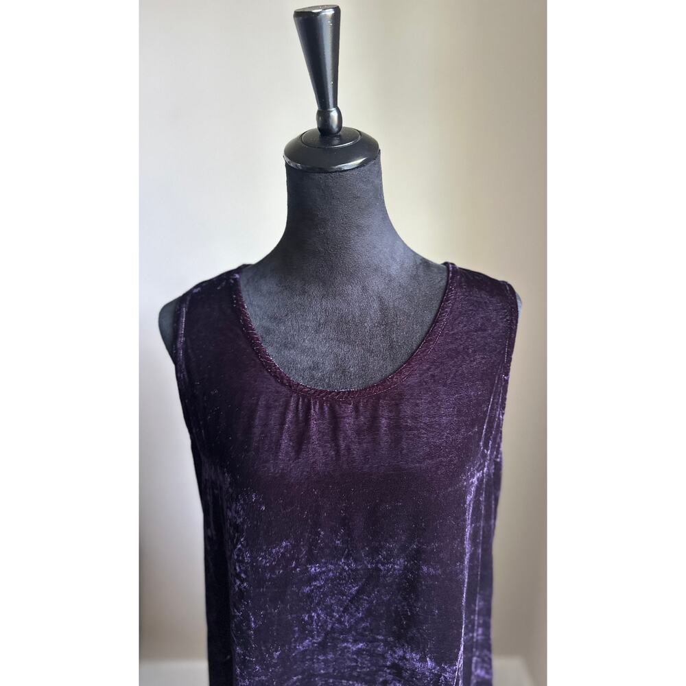 BRYN WALKER Louie Dark Purple Velvet Sleeveless Asymmetric Tunic Dress Size M - Picture 2 of 8